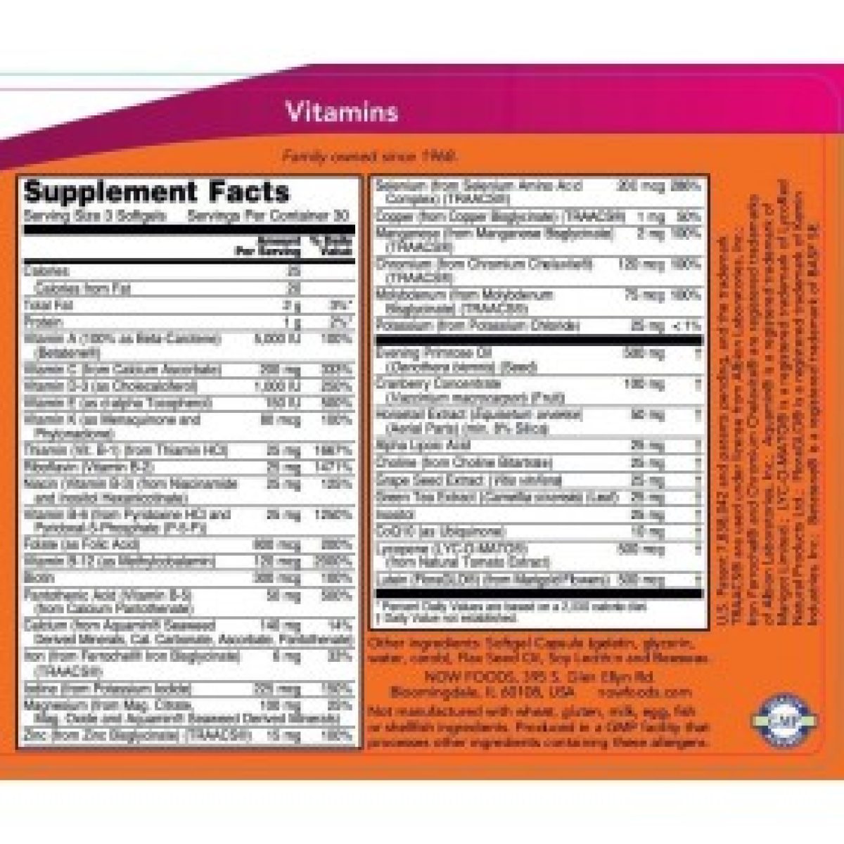 NOW Foods – Eve Multiple Vitamin Softgels 90 caps Now foods