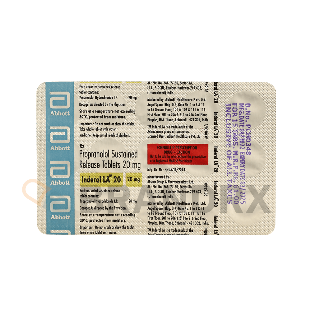 Inderal LA 20 mg Abbott Healthcare Pvt. Ltd.